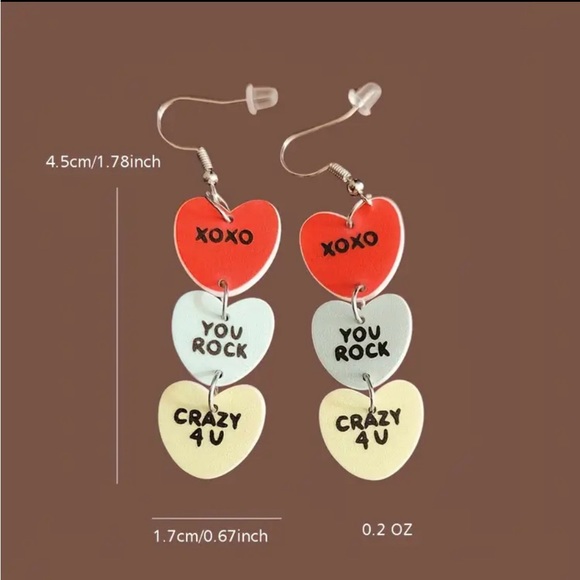 Conversation Triple Hearts Earrings - Picture 3 of 3